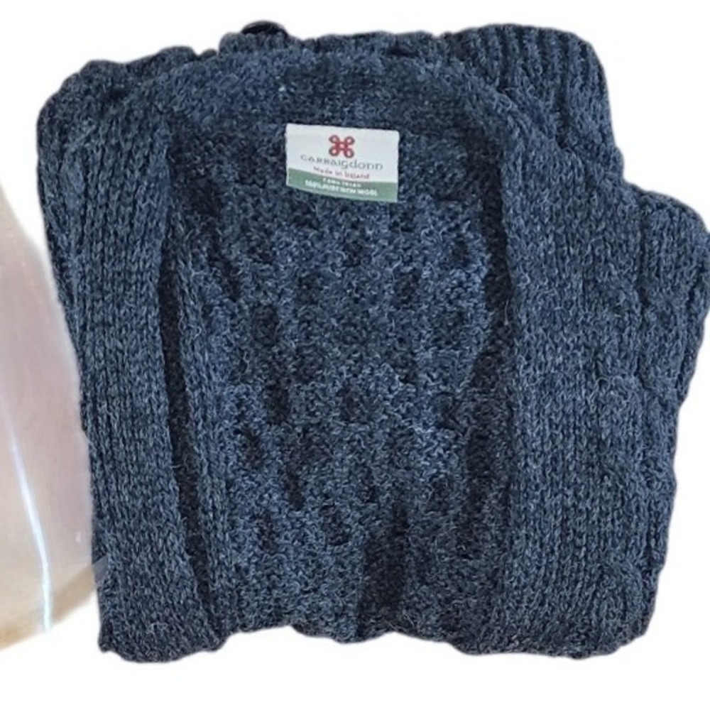Carraig Donn Womens Wool Cable Knit Cardigan Vest Gray Size L Made in Ireland - Picture 4 of 8